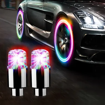 4x Multicolor LED Car Accessories Wheel Tire Air Valve Stem Cap Decoration Light • $9.89