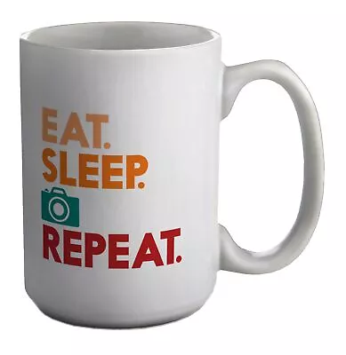 Eat Sleep Photography Mug Camera Lens Shutter Video Model 15oz Large Cup Gift • £9.99