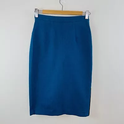 Bassike Size 0 (6 8) Blue Cotton Pencil Skirt Australian Designer Label • $99