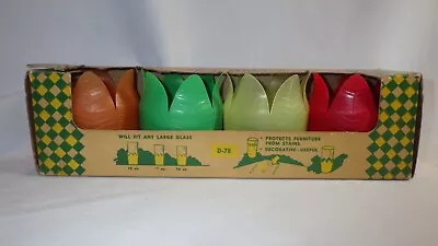 Vintage Dapol 4 Plastics Flower Cup Holders Coasters With Original Box - B • $8.99