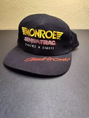Monroe Hat Cap Adjustable Black Vintage 90s Embroidered Sensa Trac Shocks Struts • $15.88