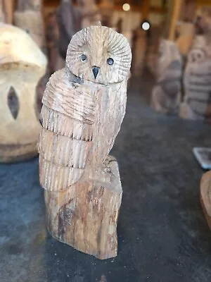 Chainsaw Carving Owl Great Gift Idea Elm Wood Home Garden  Sculpture Art Craft  • £55