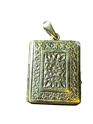 Sterling Silver 925 Book Locket Antique Gold Tone Etched Flowers Marked • $120