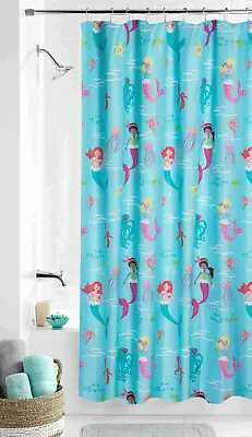 MERMAID Fabric Shower Curtain Aqua Girls Kids Child Sealife Fish Ocean 70x72 • $22.99