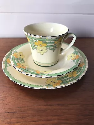 Vintage Crown Devon Fieldings Art Deco Trio Of Cup Saucer And Plate Pattern 2757 • $35