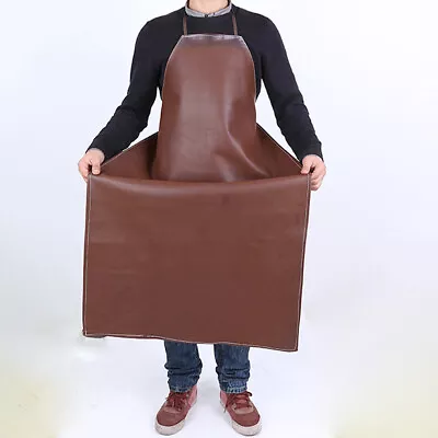 Unisex PU Leather Waterproof Long Apron Thick BBQ Cooking Work Wear Classic • £11.10