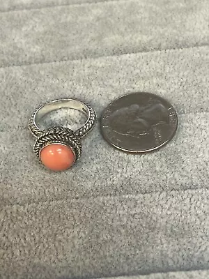 Sterling Silver Ring With Coral Size 5.75 Weight 7.5g • $22.99
