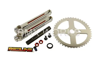 Redline Flight BMX Crank Set Ch-Mo Chrome 175mm With 44T Silver Chainwheel • $374