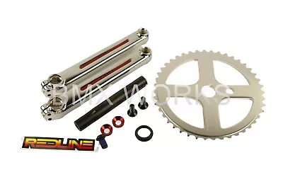 Redline Flight BMX Crank Set Ch-Mo Chrome 180mm With 44T Silver Chainwheel • $374