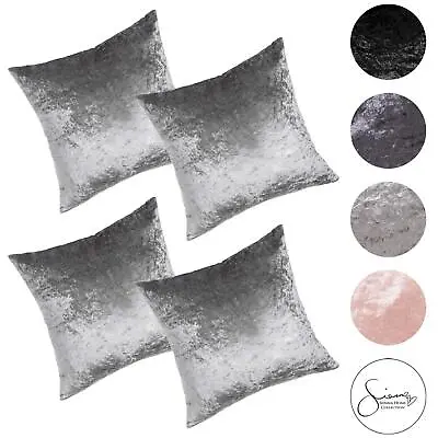 £9.99 • Buy Sienna Crushed Velvet Set Of 4 X Cushion Covers Case Plain Sofa Luxury 18  X 18 