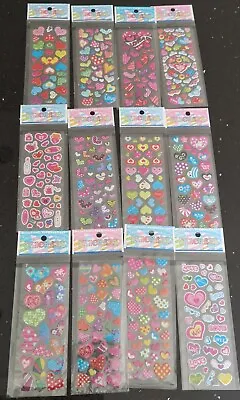 Heart Valentine Stickers Labels Craft Puffy 3d Raised  12 X Design Choice • £1.75