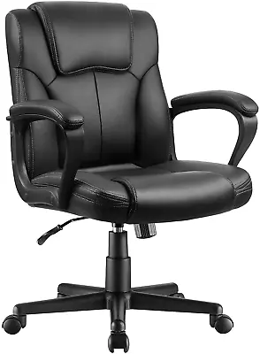 Executive Office Chair Mid Back Swivel Computer Task Ergonomic Leather-Padded D • $123.83
