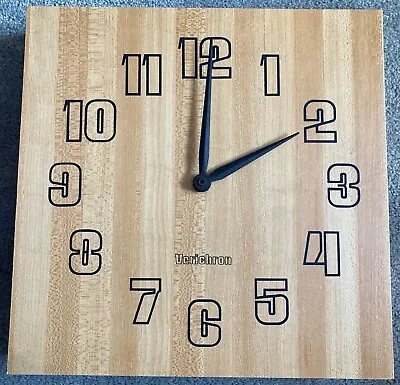 Vintage Verichron Quartz Wall Clock 11 1/2  Square Butcher Block Design USA Made • $11.99