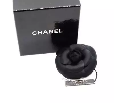 Authentic CHANEL Brooch Camellia Corsage Black With Box Vintage #3 Mint • $225