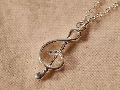 925 Sterling Silver Music Note Necklace Pendant For Women Gift • $18.89