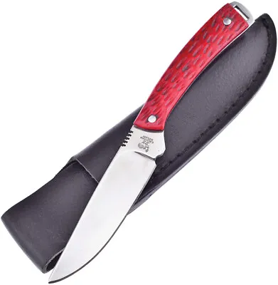 Hen & Rooster Small Hunter Fixed Blade Knife Red Pick Bone 440 Stainless 5019RPB • $36.84