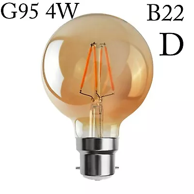 Vintage Edison Light Bulb G95 Bayonet 4W Dimmable Retro Filament B22 Bulb Lamp • £4.19
