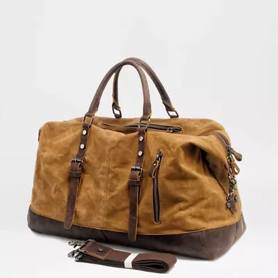 Mens Large Capacity Travel Bag Oil Wax Canvas Handbag Crossbody Luggage Bags  • $78.23