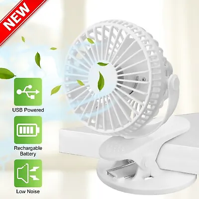 $22.99 • Buy Portable 360° Mini Fan Travel USB Rechargeable Clip On Desk Pram Car Cooling Fan