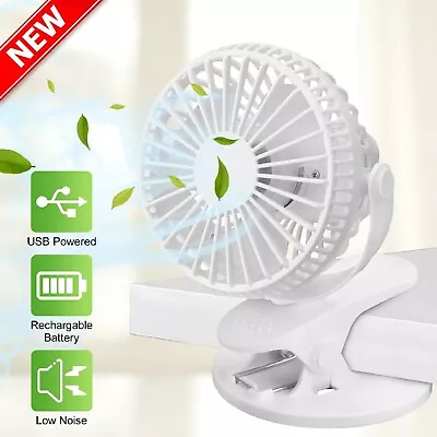 Portable 360° Mini Fan Travel USB Rechargeable Clip On Desk Pram Car Cooling Fan • $23.99