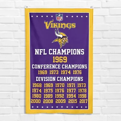 For Minnesota Vikings 3x5 Ft Banner NFL Conference Division Champions Flag • $15.99