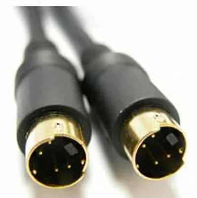 15m 4 Pin Mini Din Plug To Plug Video Cable S-video / Svhs Gold Black Lead • £4.99