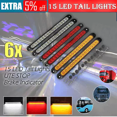 6x 15 LED Tail Lights UTE STOP Brake Indicator Reverse Slim Truck Trailer Lights • $23.99