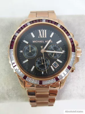 NEW Michael Kors Everest Rose Gold Oversized Chronograph Watch MK6972 + Box • $137.49