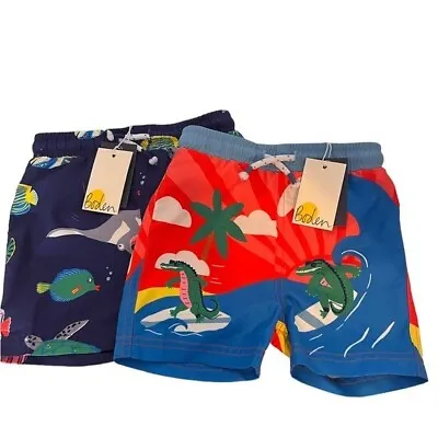 Mini Boden Toddler Boys Swim Trunks Set Of 2 Sz 9-12 Months • $34.99