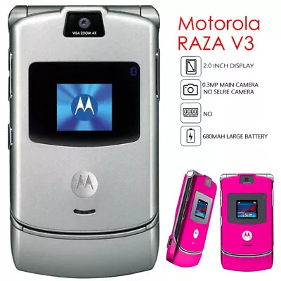 Original Motorola RAZR V3 MP4 Unlocked GSM 850/900/1800/1900 Flip Mobile Phone • $31.99