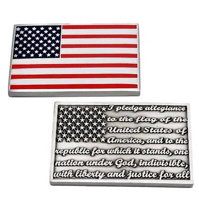 Pledge Of Allegiance Military Challenge Coin US Flag Shape Old Glory Patriotic • $12.36