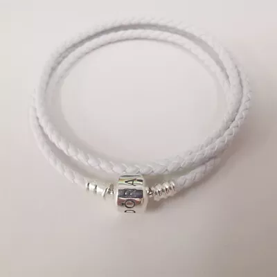 Full Length 57cm( Medium) Leather Triple White/ivory Pandora Bracelet • £23