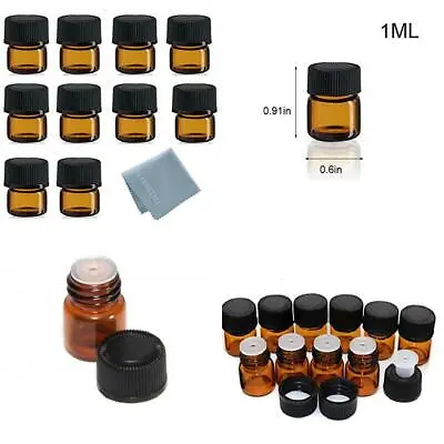 SIMPLE-E 100pcs 1ml (1/4 Dram) Amber Mini Glass Bottle 1cc Sample Vial...  • $25.38