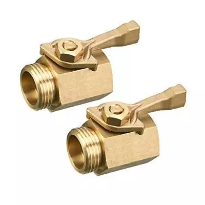  Heavy Duty Brass Garden Hose Shut Off Valve 3/4 Inch 2-Pack With 2 Hose    • $25.39