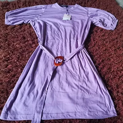 Womens Clothes T Shirt Dress With Puff Sleeves. Belted. Size 6. Missguided.... • £7.50