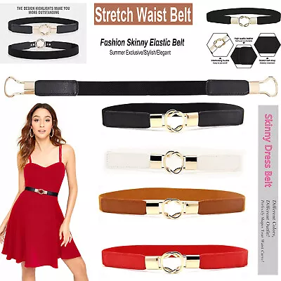 Womens Ladies Belt Fashion Waist Belts Elastic Stretch Wide Waistband Buckle Lot • £5.30