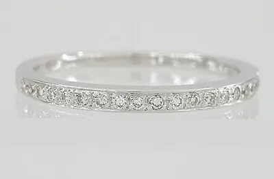 0.15 Ct Half Circle Round Diamond Micro Pave Wedding Band 2mm 14k White Gold • $245