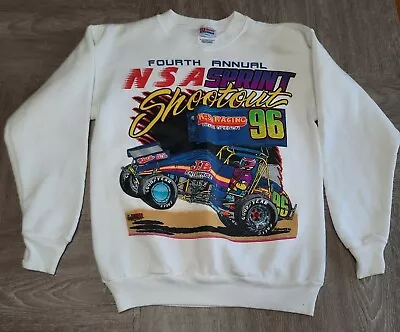 Vintage 90’s Hot Rod Sprint Car Racing Double Sided Pullover Sweatshirt Small • $26.99