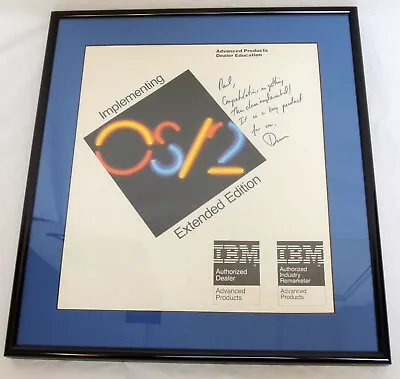 IBM OS/2 Extended Edition Framed Authorized Dealer Education Certificate Vintage • $39.99