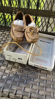 Minnetonka Moccasins Deerskin Kilty Mocha Size 8M With Box • $25