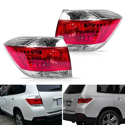 For 2011 2012 2013 Toyota Highlander Chrome Housing Halogen Tail Lights Pair • $82.54