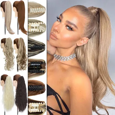 Real Thick Ponytail Claw Clip In Hair Extension Pony Tail Hairpiece As Human US • $9.98