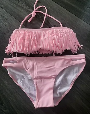 £6 • Buy Ladies Pink Halter Fringe Tassel Bikini Set Pool Summer Beach Holiday S 6/8