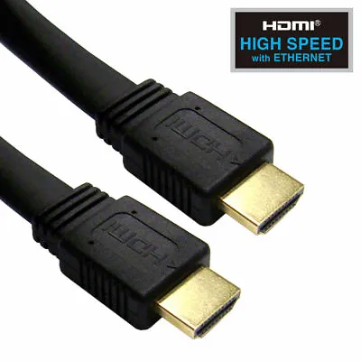 £3.99 • Buy Black FLAT HDMI High Speed 4K Cable For 3D TV 1.4 Lead Short Long 1m-30m 2160p