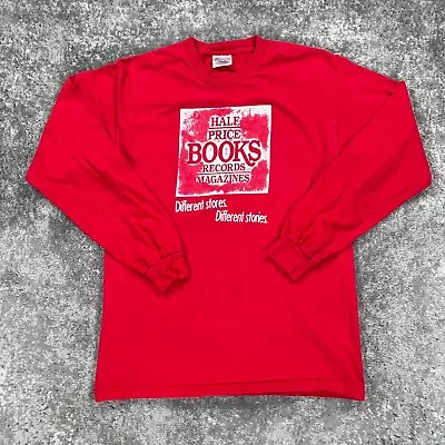 VTG Half Price Books Shirt Mens Medium M Red Made In USA Spellout Double Sided • $19.98