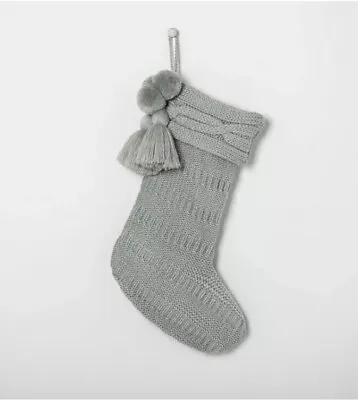 Hearth & Hand Magnolia Christmas Holiday Stocking 20  - Green Gray Knit • $22.99