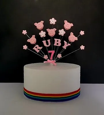 Farm Animal Yard Pig (cowsheep ) Birthday Cake Topper Personalised Name Age • £10.50