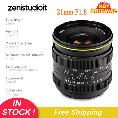 US KamLan 21mm F1.8 APS-C Wide-Angle Manual Focus Lens For Fujifilm FX Mount • $79.99