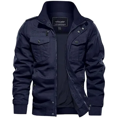 Men's Military Tactical Bomber Jacket Army Cargo Combat Casual Cotton Work Coats • $42.12
