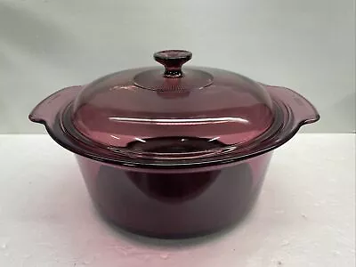 Vision Ware Cranberry 5L Teflon Bottom Corning Glass Cookware Dutch Oven Pot • $25.20